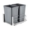 Pull-Out Trash Can, 35 QT x2 Double Under Mount Kitchen Waste Container, Heavy Duty Garbage Recycling Bin with Door Kit and Soft Close Slide