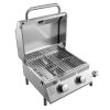 Tabletop Gas Grill, 2-Burner Stainless Steel Portable Propane Grill, with Built-in Thermometer, Travel Locks, Weatherproof Lid, 15,000 BTU Total