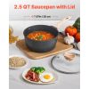 2.5 QT Saucepan, Nonstick Saucepan with Tempered Glass Lid, Multipurpose Cooking Sauce Pot with Detachable Handle