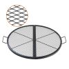 X-Marks Fire Pit Grill Grate, Foldable Round Cooking Grate, Heavy Duty Steel Campfire BBQ Grill Grid with Handle and Support X Wire