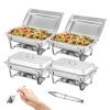 Chafing Dish Buffet Set, 8 Qt 4 Pack, Stainless Chafer with 4 Full Size Pans