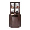 Corner Industrial Bar Cabinet, Wine Table for Liquor & Glasses, Sideboard Buffet Cabinet with Glass Holder