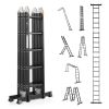 Multi-Purpose Folding Ladder, 7-in-1 Tall Extension Step Ladder, A Frame 5 Step Telescoping Ladder, 19ft Reach Height Heavy Duty Adjustable Ladder