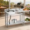 Stainless Steel Utility Sink, Free Standing Single Bowl Commercial Kitchen Sink with Faucet, 39.4 x 19.7 x 37 in