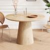 Wooden circular dining table, modern minimalist round table, natural wood colored table, 43 inches