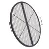 X-Marks Fire Pit Grill Grate, Foldable Round Cooking Grate, Heavy Duty Steel Campfire BBQ Grill Grid with Handle and Support X Wire
