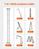 Multi-Purpose Folding Ladder, 7-in-1 Tall Extension Step Ladder, A Frame 5 Step Telescoping Ladder, 19ft Reach Height Heavy Duty Adjustable Ladder