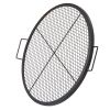 X-Marks Fire Pit Grill Grate, Round Cooking Grate, Heavy Duty Steel Campfire BBQ Grill Grid with Handle and Support X Wire