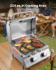 Tabletop Gas Grill, 2-Burner Stainless Steel Portable Propane Grill, with Built-in Thermometer, Travel Locks, Weatherproof Lid, 15,000 BTU Total