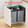 Pull-Out Trash Can, 35 QT x2 Double Under Mount Kitchen Waste Container, Heavy Duty Garbage Recycling Bin with Door Kit and Soft Close Slide