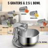 Rotary Cheese Grater, Zinc Alloy Rotary Vegetable Mandoline, Manual Cheese Mandoline with 5 Stainless Steel Cutting Cones