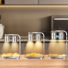 Commercial Food Heat Lamp With 500W Bulbs For Food Restaurant Kitchen Buffet (Option: silver)