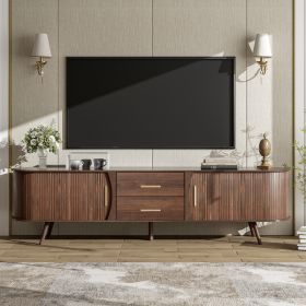 Mid-Century Modern TV Stand For 80  TV, Entertainment Center With Storage For Living Room, Bedroom, Media Console Table With 2 Drawers (Option: Dark Brown)
