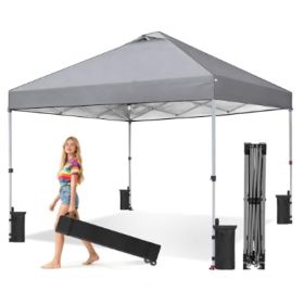 10x10 Feet Retractable Tent, Portable Outdoor Shelter, Suitable For Beaches, Events, Camping (Option: Grey)