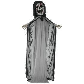 74" Life Size Outdoor Halloween Decorations Skeleton Witch, Animated Prop Animatronic Decor with Sound and Motion Activated, Light Up Eyes and C (Option: Grey-480x240x350 mm)