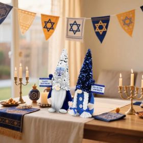 Hanukkah Gnomes Decorations For Home Indoor, Hanukkah Menorah Plush Decor, Jewish, Chanukah Ornaments Jewish Decorations For Party, Table And Tie (Option: Blue)